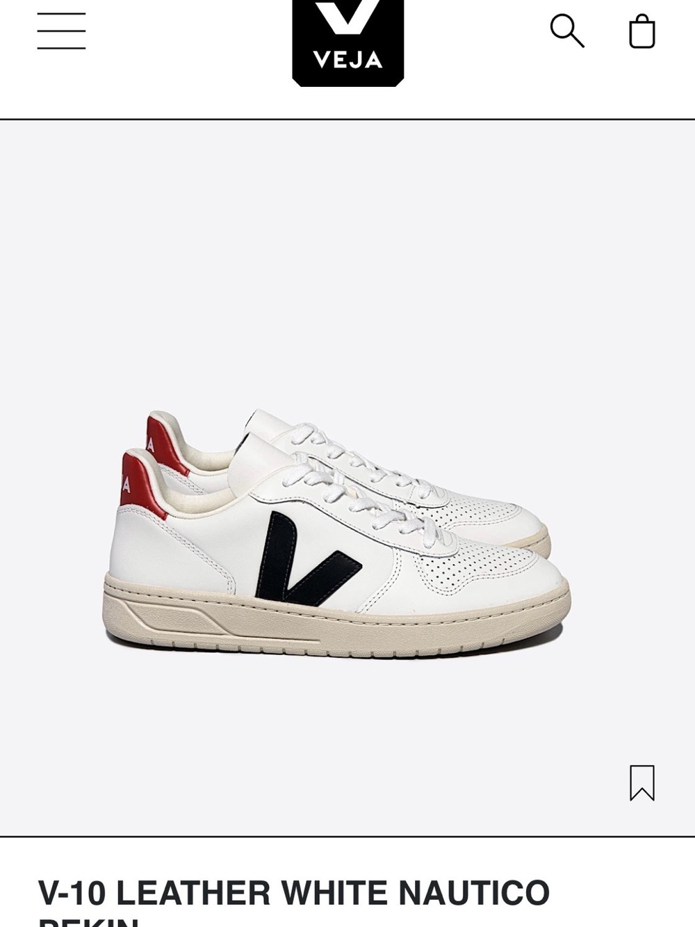 Authentic Veja V-10 Women’s Sneakers White Nautico Pekin Size 9 EU 40